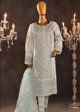 Falsafaa By HZ Textile Embroidered Organza 3 Piece Stitched Suit HZ25FV5 HZK-175 SBLU